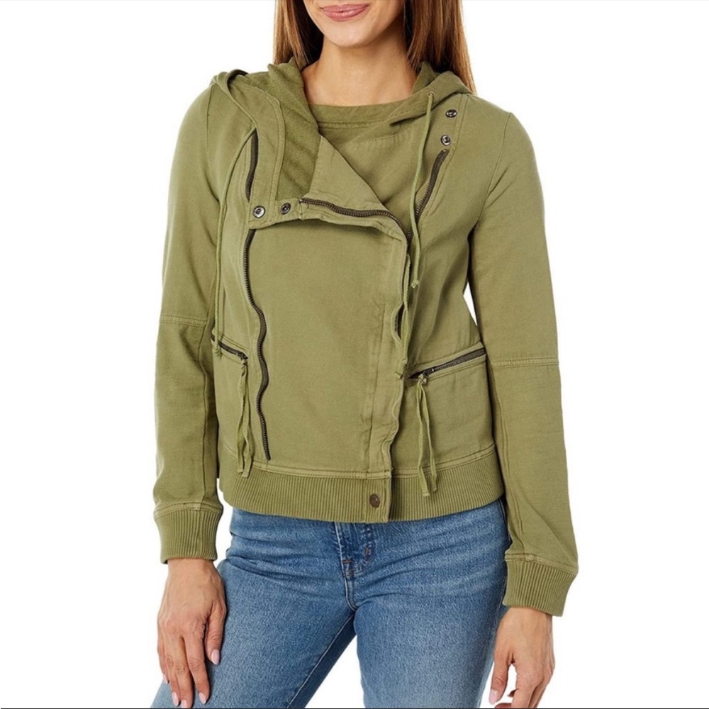 Free People We The Free Carmen Moto Jacket Olive Green Sparrow Small NWT